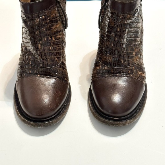 Ugg Collection Women Size 9 Giacinta Brown Ankle Boots Snake Skin Made In Italy - Picture 12 of 16